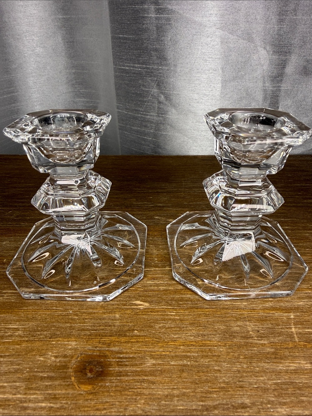 Vtg Mikasa Lead Crystal Elegant Edinburgh Candlestick Holders Set of 2 READ